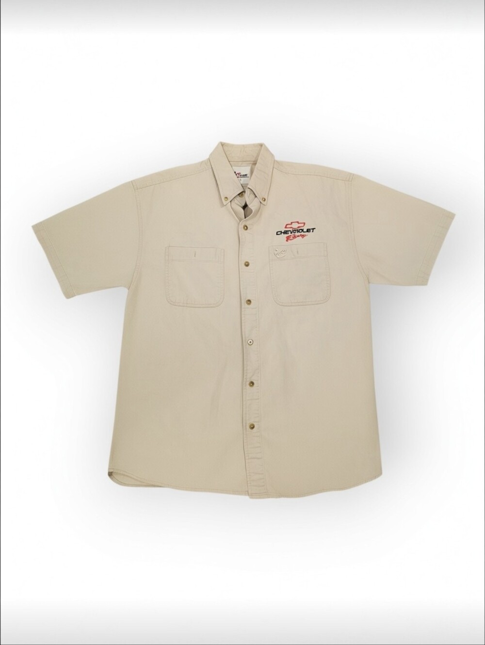 Chase Authentics Vintage Chevrolet Racing Short Sleeve Button Down Shirt - Large